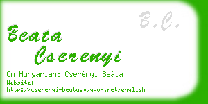 beata cserenyi business card