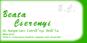 beata cserenyi business card